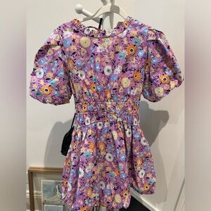 Purple floral mini bubble dress